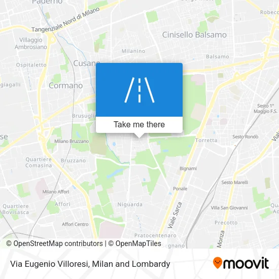 Via Eugenio Villoresi map