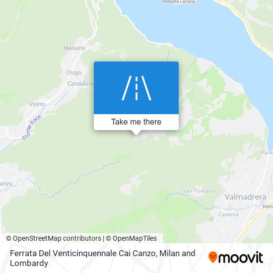 Ferrata Del Venticinquennale Cai Canzo map