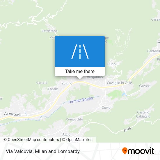 Via Valcuvia map