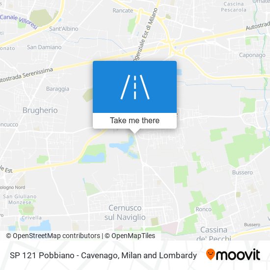 SP 121 Pobbiano - Cavenago map