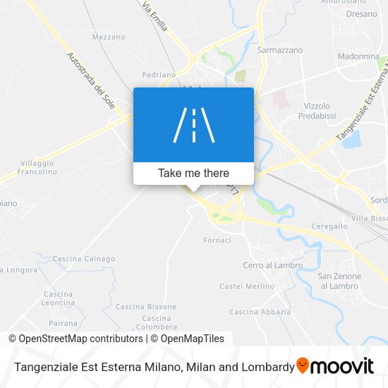 Tangenziale Est Esterna Milano map