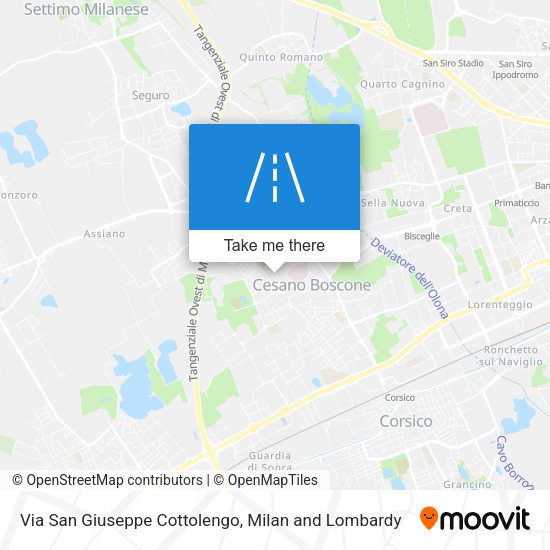 Via San Giuseppe Cottolengo map