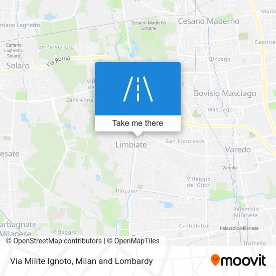 Via Milite Ignoto map
