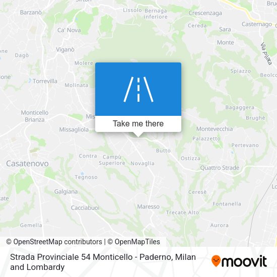 Strada Provinciale 54 Monticello - Paderno map
