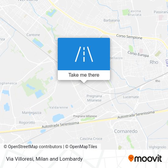 Via Villoresi map