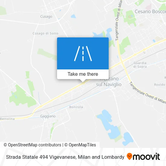 Strada Statale 494 Vigevanese map