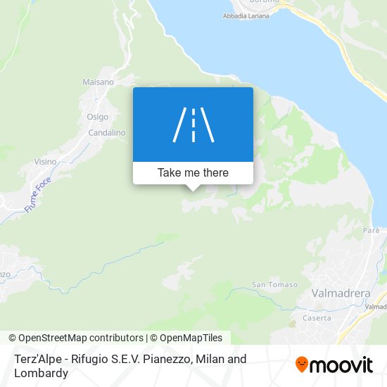 Terz'Alpe - Rifugio S.E.V. Pianezzo map