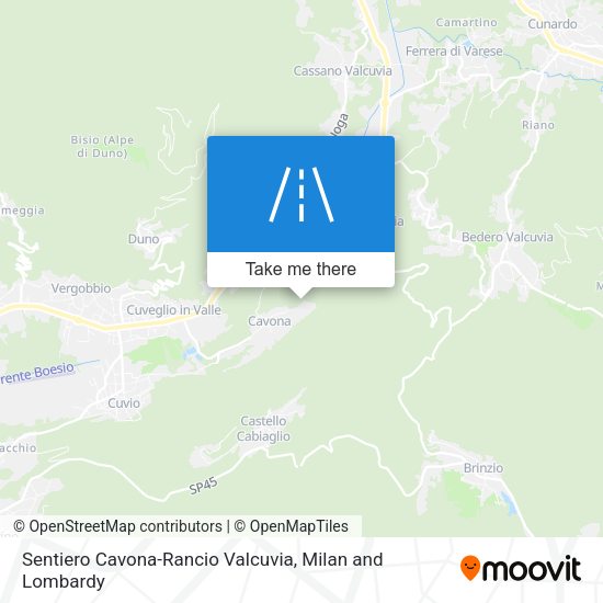 Sentiero Cavona-Rancio Valcuvia map