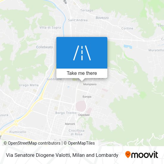 Via Senatore Diogene Valotti map