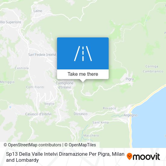 Sp13 Della Valle Intelvi Diramazione Per Pigra map