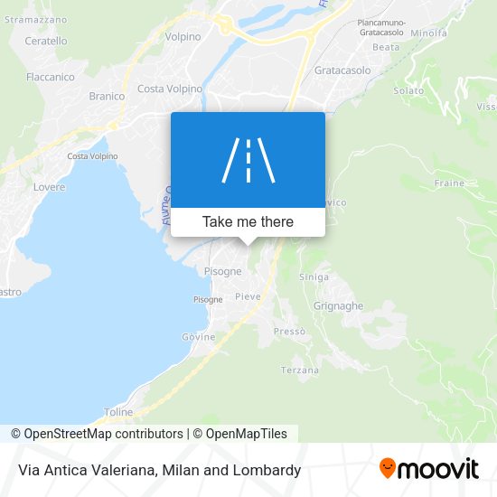 Via Antica Valeriana map