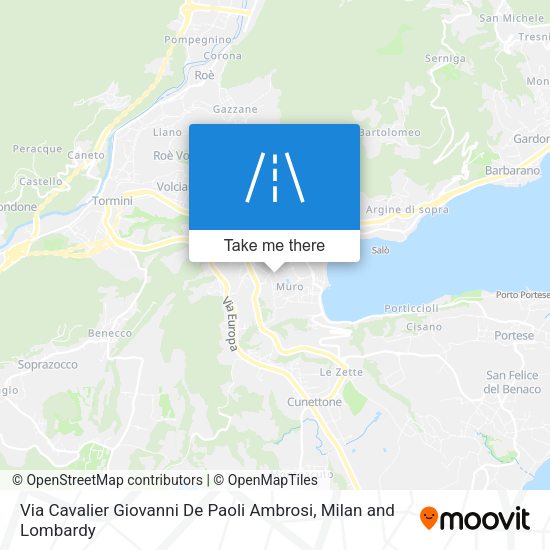 Via Cavalier Giovanni De Paoli Ambrosi map