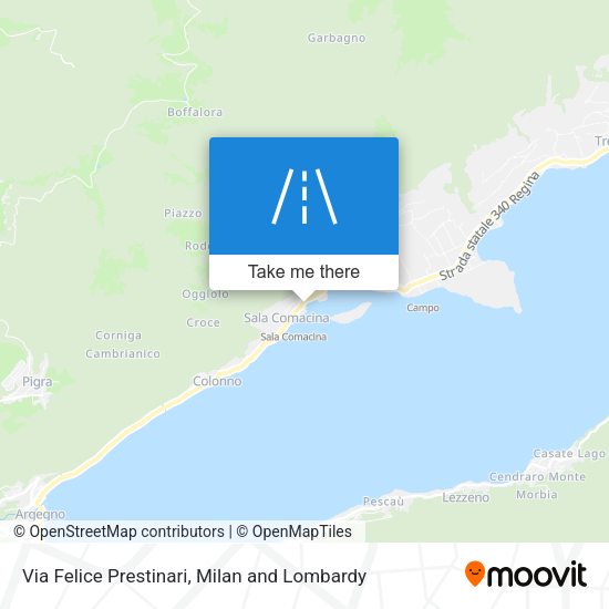 Via Felice Prestinari map