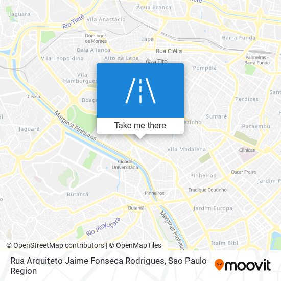 Mapa Rua Arquiteto Jaime Fonseca Rodrigues