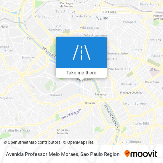 Mapa Avenida Professor Melo Moraes