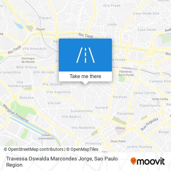 Mapa Travessa Oswalda Marcondes Jorge