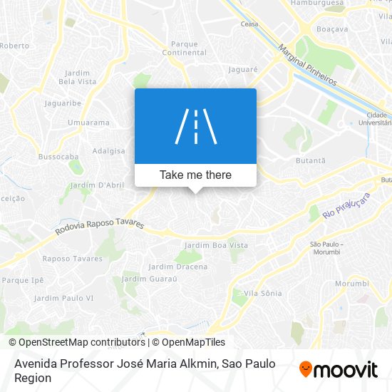 Mapa Avenida Professor José Maria Alkmin