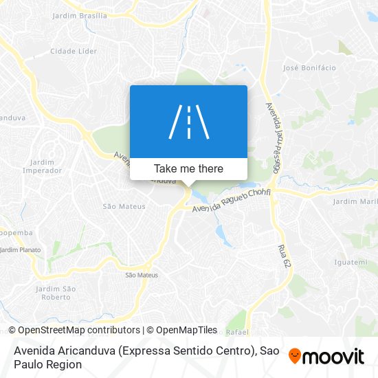 Mapa Avenida Aricanduva (Expressa Sentido Centro)