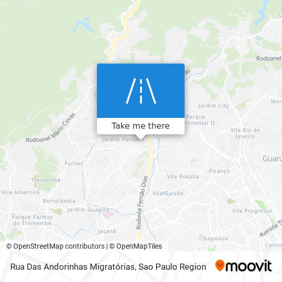 Mapa Rua Das Andorinhas Migratórias