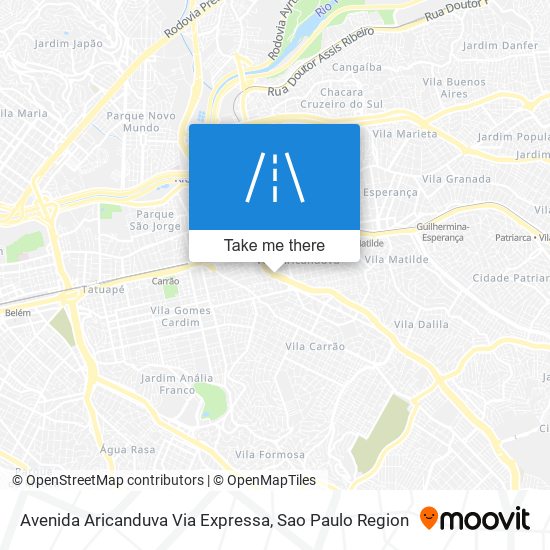 Avenida Aricanduva Via Expressa map