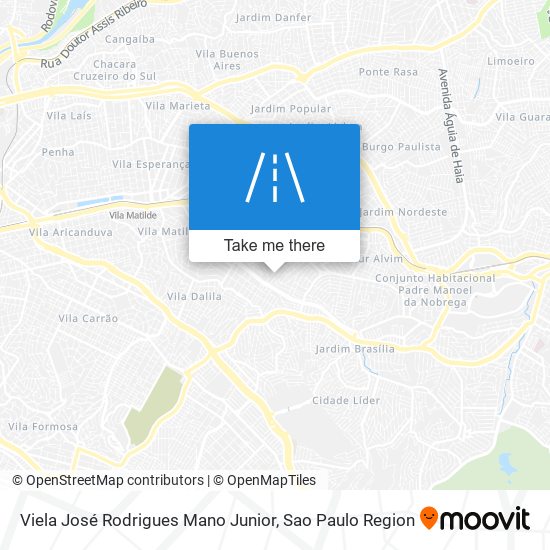 Mapa Viela José Rodrigues Mano Junior