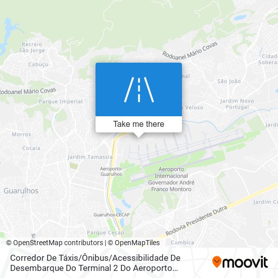 Mapa Corredor De Táxis / Ônibus / Acessibilidade De Desembarque Do Terminal 2 Do Aeroporto Internacional De Cumbica