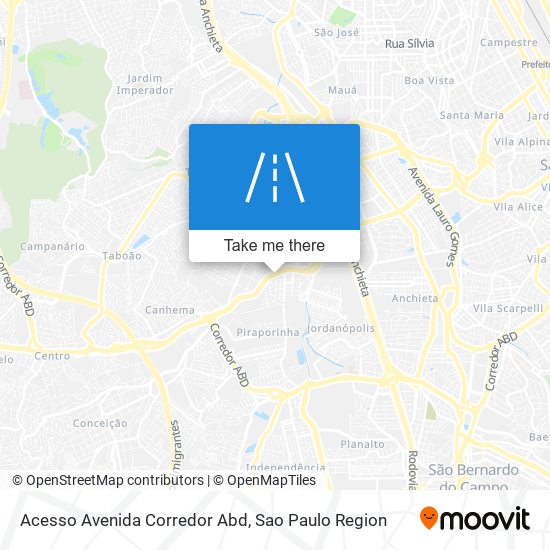 Acesso Avenida Corredor Abd map