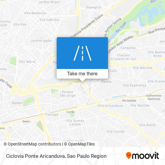 Ciclovia Ponte Aricanduva map