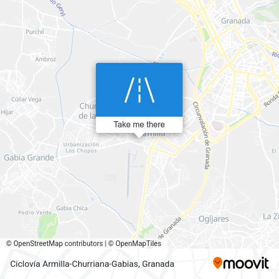 Ciclovía Armilla-Churriana-Gabias map