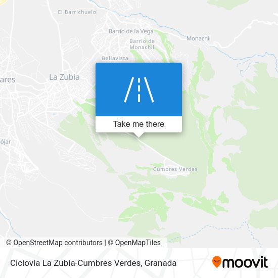 Ciclovía La Zubia-Cumbres Verdes map