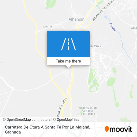 Carretera De Otura A Santa Fe Por La Malahá map