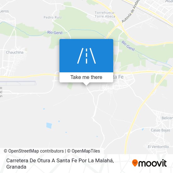 Carretera De Otura A Santa Fe Por La Malahá map