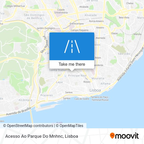 Acesso Ao Parque Do Mnhnc mapa