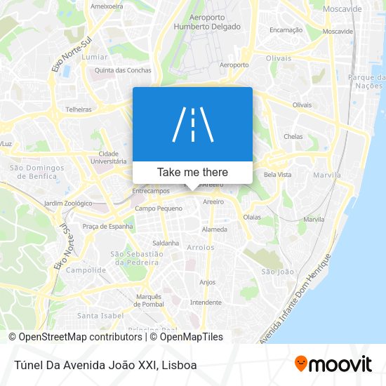 Túnel Da Avenida João XXI mapa