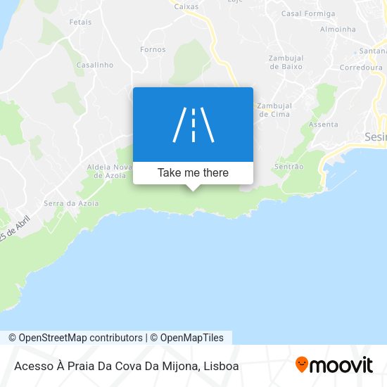 Acesso À Praia Da Cova Da Mijona mapa