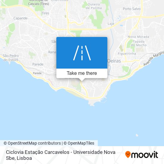 Ciclovia Estação Carcavelos - Universidade Nova Sbe map