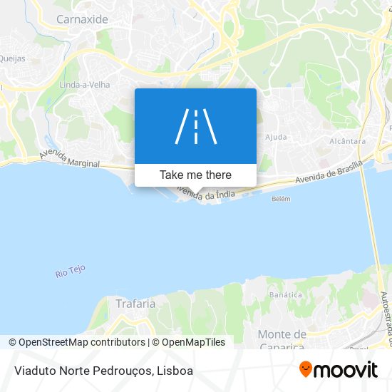 Viaduto Norte Pedrouços mapa