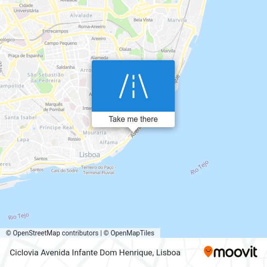 Ciclovia Avenida Infante Dom Henrique mapa
