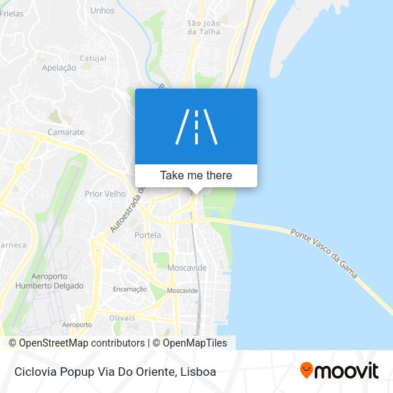 Ciclovia Popup Via Do Oriente map
