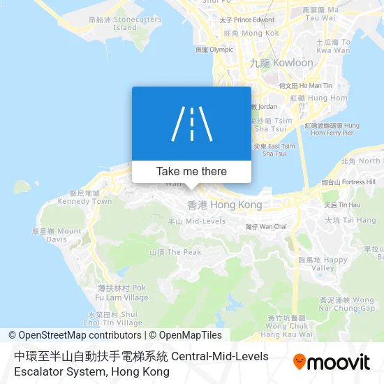 中環至半山自動扶手電梯系統 Central-Mid-Levels Escalator System map