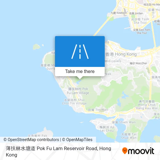 薄扶林水塘道 Pok Fu Lam Reservoir Road map