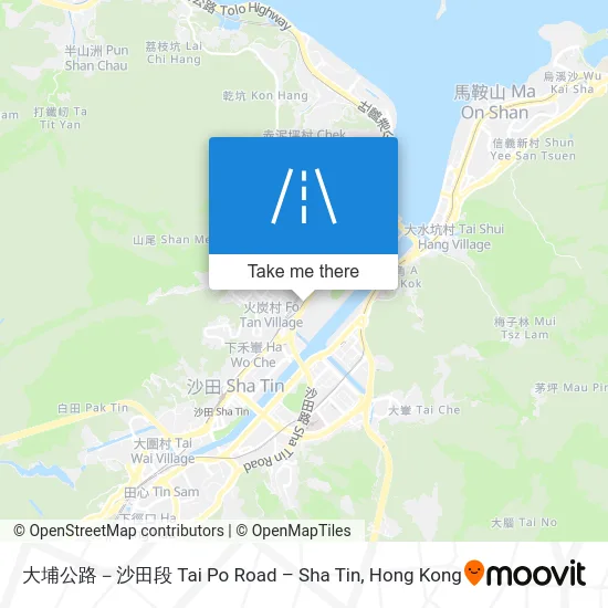 大埔公路－沙田段 Tai Po Road – Sha Tin map