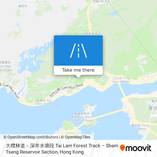 大欖林道－深井水塘段 Tai Lam Forest Track – Sham Tseng Reservoir Section map