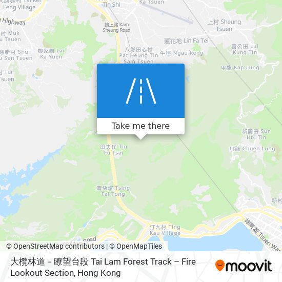 大欖林道－瞭望台段 Tai Lam Forest Track – Fire Lookout Section map