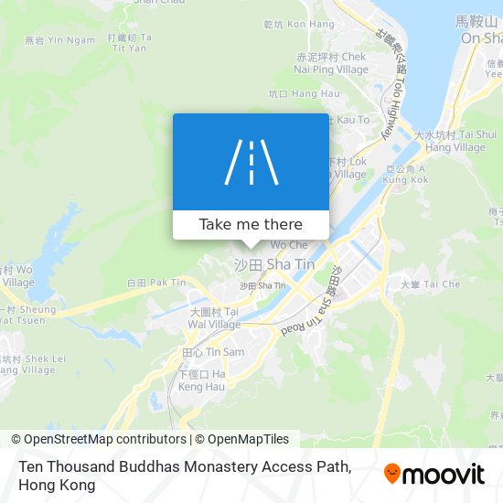 Ten Thousand Buddhas Monastery Access Path map