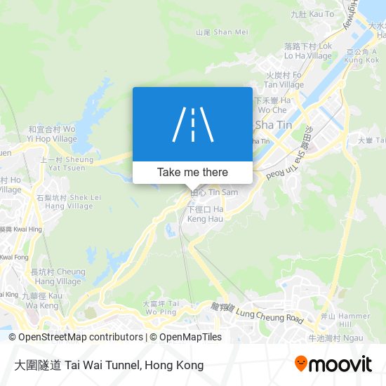 大圍隧道 Tai Wai Tunnel map