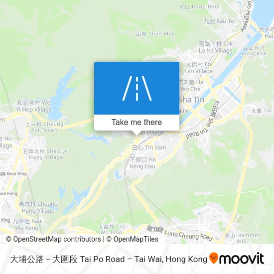 大埔公路－大圍段 Tai Po Road – Tai Wai map