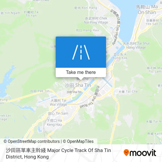沙田區單車主幹綫 Major Cycle Track Of Sha Tin District map