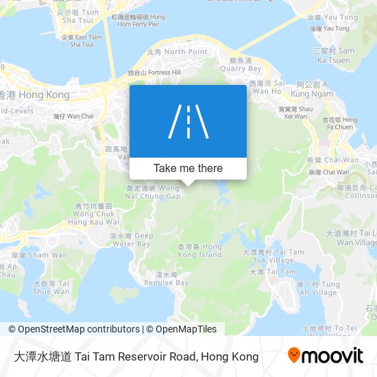 大潭水塘道 Tai Tam Reservoir Road map