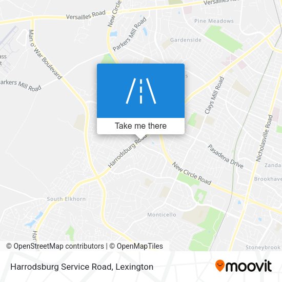 Harrodsburg Service Road map